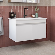 '' Lavabolu '' Mat Mdf 80 Cm Banyo Alt Dolabı Beyaz