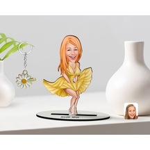Kişiye Özel Marilyn Monroe Karikatürlü 3D Ahşap Biblo Ve Isimli G