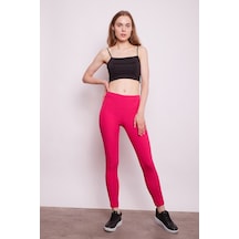 JUMENT Power Strech Likralı Dar Kesim Yüksek Bel Beli Lastikli Bilek Boy Kumaş Pantolon-fujya
