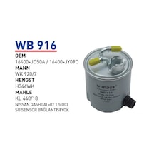 WUNDER WB916 Mazot Filtresi Xtrail Qashqai Wk920/7 Fn0180 W