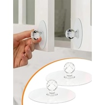 10 Adet Şeffaf Kristal Başlıklı, Yapışkanlı Dolap-çekmece Kulp - Banyo Askısı - Klozet Kapağı Tutucu Diğer