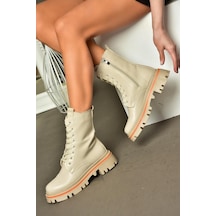 Fox Shoes R524802209 Bej Bağcıklı Kadın Postal Bot Bej