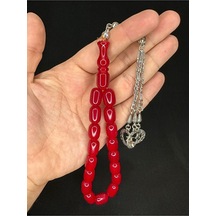 Efe Maskot Tesbih Çubuk Kehribar Renkli Kırmızı Renk 16mmx11mm T-577