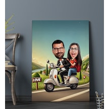 Bk Gift Kişiye Özel Motorcu Çift Karikatürlü Kanvas Tablo-1 70x100 , Sevgiliye Hediye, Sevgililer Günü Hediyesi Kobitmeyencom33767 Bk Gift