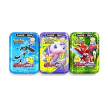 Cantex Tech Pokemon Scarlet & Violet Metal Kutu Karışık Gönderilir 3 Kutu 110-150 Kart Booster V-max - V-star - Standart Kart