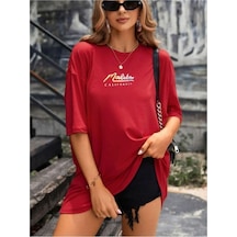 Kadın Malibu Baskılı Oversize T-shirt 001