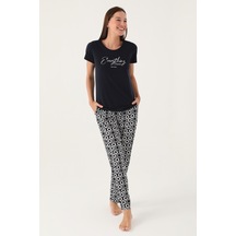 Pierre Cardin 8837 Kadın Kısa Kol Pijama Takımı Navy Lacivert V2 Koyu Lacivert