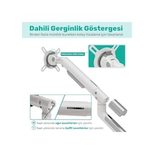 Npo Std49024w Elysium 17"-32" Çift Monitör Kolu, Ultra İnce Alüminyum Amortisörlü Stand, 2x9kg Vesa Tutucu, Beyaz
