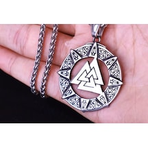 Paslanmaz Çelik Valknut Güç Simgesi Viking Kolye