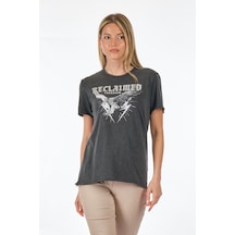 Only Bisiklet Yaka Baskılı Siyah Kadın T-shirt 15286658 001