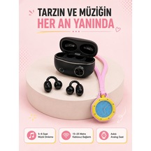 Şarj Kutulu Kablosuz Kulaklık Ve Pembe Çanta Charm Saat İkili  Paketi - Lisinya Lisinya Kablosuz Kulaklık