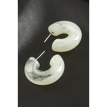 Yuvarlak - 916 - Plastik - Kmrsfres - Küpe Beyaz