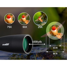 Svbony Sv28 75x Zoom Teleskop Monoküler Su Geçirmez Dürbün Çanta + Tripod Ve Telefon Tutucu Hed