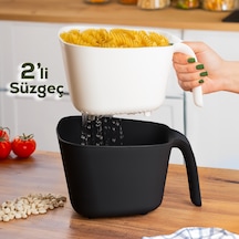 Porsima G-575 2 Parça Çok Amaçlı Plastik Süzgeç Siyah Beyaz