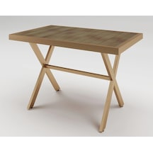 Elmas X Metal Ayak İroko Ahşap Bahçe Mobilyası Masa 70x110cm Cappucino