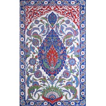 Armada Çini 100x160 Cm Ed 650 Göbekli Madalyon Desenli El Dekoru Çini Pano
