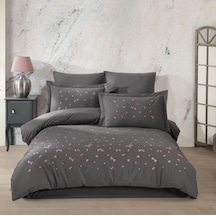 Çift Kişilik Poplin Premium Nakışlı Nev Spring Gri Çok Renkli