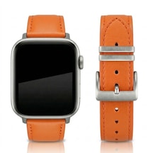 Goldoni Apple Watch Uyumlu İnce Gerçek Deri Kordonu Metal Köprülü