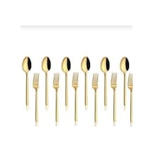 Stayle Titanyum Gold 6 Adet Tatlı  Kaşık 6 Adet Tatlı Çatal