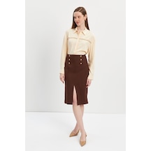 Stella Pulvis Kahverengi Düğme Detaylı Kalem Etek Kahverengi Stella Pulvis Kahverengi Düğme Detaylı Kalem Etek Kahverengi