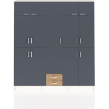 Arges Dolap 10 Raflı 2 Çekmeceli 4 Askılı 220x30x243 Aytaşı-antrasit/çam Antrasıt/atlas Çam