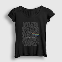 Presmono Kadın Eclipsed Pink Floyd T-shirt Siyah