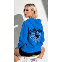 Uyguntarz Scream Baskılı Oversize Sweatshirt Mavi