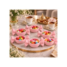 6'lı Şekerleme Desenli Lokumluk Seti Dekoratif Kahve Yanı Şekerlik, Modern Sunumluk Ve Hediyelik Pembe - 942547956 Pembe