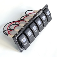 6 Anahtarlı Slim Switch Panel Beyaz Sembollü Kırmızı Işıklı 12-24