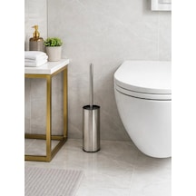 Paslanmaz Çelik İnce Silindir Tuvalet Fırçası Modern, Şık Wc Fırçası Ve Standı Vıchy-7048 Gümüş