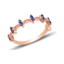 Gümüş Rose Safir Taşlı Crown Yüzük