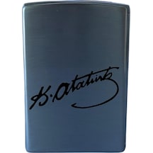 Premiumquality Tek Torch Pürmüz Gümüş Atatürk İmzalı Metal Puro Çakmağı - Tr8676