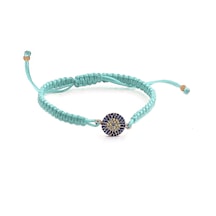 Brezza Lusso Jewelry Nazar Boncuk 4 Sıra Makrome İpli Gümüş Bileklik Pembe No3