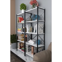 Morpanya Blue Metal Kitaplık 5 Raflı Çok Amaçlı Dosya Kitap Rafı Ofis Salo 001