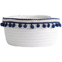 Suntek Güzel Yumuşak Depolama Sepeti Dokuma Pamuk İpliği Yün Lacivert Peluş Top Lacivert