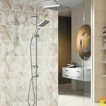 Irmak Premium Robot Yağmurlama Tepe Duş Sistemi Modern Banyo Batarya Seti Gümüş