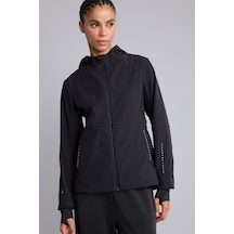 Defacto Rüzgar Geçirmez Su İtici Softshell Slim Fit Kapüşonlu Fermuarlı Cepli Yağmurluk C4951ax26aubk81 Siyah-bk81