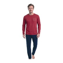 Pierre Cardin 6156 Erkek Uzun Kollu Bisiklet Yaka Pijama Takımı -bordo