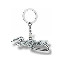 Atatürk İmza Figürlü Metal Anahtarlık Gümüş Renk Unisex Aksesuar