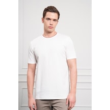 Erkek Ekru Trend Bisiklet Yaka Dinamik Fit T-shirt 25ys018023454 Ekru Ekru