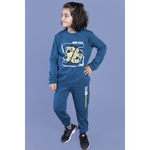 Toontoy Kids Toontoy Erkek Çocuk Baskılı Eşofman Takımı Petrol Mavi