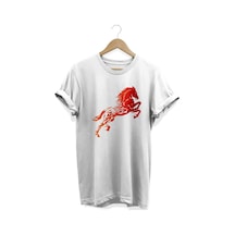 At Baskılı Beyaz T-shirt Beyaz