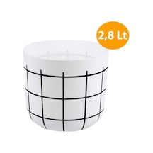 Omnipazar Krs-212 Dekoratif Karo Desenli Saksı 2.8 Litre No 2 Beyaz