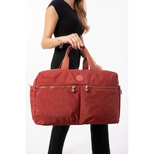 Seyehat Spor Çantası Kabin Boy Valiz 45 35 Cm Omuz Ve Çapraz Askılı Hafif Klinkır Çanta Su İtici Kiremit