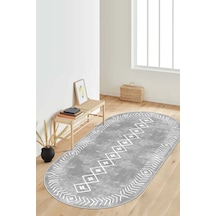 West Home Dijital Baskı Yıkanabilir Kaymaz Taban Oval Mutfak Halısı Salon Halısı Ve Yolluk Wh 375 Grey Oval