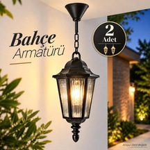 2 Adet Bahçe Aydınlatma Lambası Siyah Aplik E27 Duylu Dış Bahçe Lambası Dekoratif Lale Armatürü
