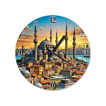 Cami Ve Manzara Dekoratif Duvar Saati Çok Renkli