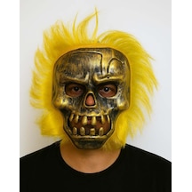 Wild Skull - Bakır Kafatası Sarı Saçlı İskelet Maske Çok Renkli