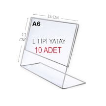 Heroglas 10adet A6 L Tipi Yatay Masa Üstü Şeffaf Pleksi / Föylük-fiyatlık-menü-broşürlük