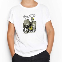 Rider Bike Cartoon Beyaz Çocuk Tişört